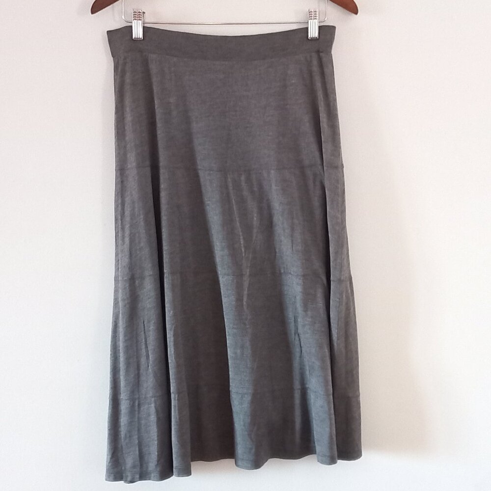EILEEN FISHER silk blend grey tiered maxi skirt - Picture 5 of 11
